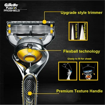 Gillette Fusion ProShiled Flexball máquina de afeitar de los Hombres de Afeitar Facial Barba Rasurada Retiro del Pelo Compatible con Cuchillas de Afeitar de Afeitar Casetes