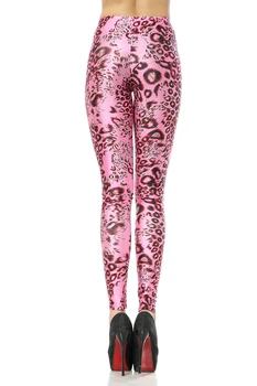 Rosa Leopardo de Impresión en 3D de las Polainas de las Mujeres Sexy Slim de la Aptitud de los Leggings de Alta Cintura Elástica Causal Polainas de Más el Tamaño de Leggins Mujer
