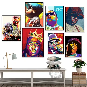 Notorious B. I. G Biggie Smalls Rapero Tupac Shakur Rey Cartel de Arte Lienzo de Pintura de la Pared la Imagen de Decoración para el Hogar quadro cuadros