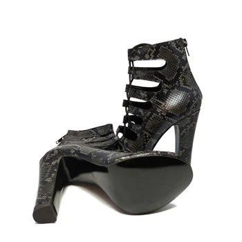 Esmeralda Zapatos De Tacón Alto Zapatos De Baile De La Serpiente Patrón Cómodo Negro