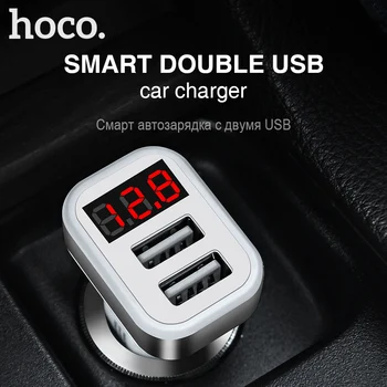 HOCO Mini USB Cargador de Coche Para el Teléfono Móvil de la Tableta de GPS 3.1 UN Coche Rápido-Cargador USB Dual del Cargador del Teléfono de la Pantalla LED del Adaptador de Coche