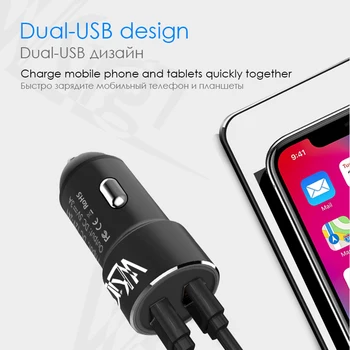 Cargador del coche de 5V 3A Max Dual USB de Carga Rápida Para el iPhone 6 7 8 11 Xiaomi Samsung Huawei SONY Teléfono 2 Puertos USB de Metal del Coche de Carga