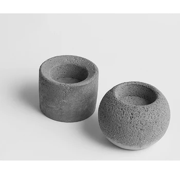 Circular de concreto candelero molde de silicona de cemento geométrica esférica titular de la vela del molde creativo DIY manual de molde