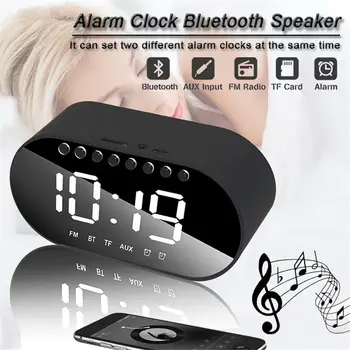 LED Digital Reloj despertador Con conexión Inalámbrica Bluetooth Altavoces Reloj Dual de la ayuda despertador/ Radio FM/ AUX-in/ TF/ Tarjeta Flash de la Radio