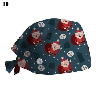 2020 Matorral de Algodón Sombrero de Enfermera Floral Bouffant Sanitarias de la Tapa con la Sudadera de Impresión de dibujos animados de Enfermería Confortable Sombrero Sombrero de la Navidad
