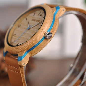 PÁJARO BOBO de los Amantes de Bambú Relojes Relogio Feminino Analógico de Cuarzo Ocasional relojes de Pulsera hechas a Mano de madera del reloj W-aQ22 Envío de la GOTA