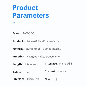 Mcdodo Cable Micro USB para Samsung, Xiaomi 4A VOOC Flash Cable de Carga Micro USB Cargador Cable para OPPO R15 R9 A77 Micro Cable de Datos