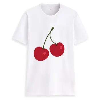 Hillbilly 2019 Mujeres Cereza Imprimir Camiseta de Manga Corta O de Cuello de las Señoras Tops Charajuku Hipster Tumblr Camiseta T-shirt Camisa Feminina