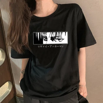 Japonés de Anime de Attack on Titan Camiseta de las Mujeres Unisex Titanes Ataque de Shingeki No Kyojin Graphic Tees Levi Ackerman Camiseta Mujer