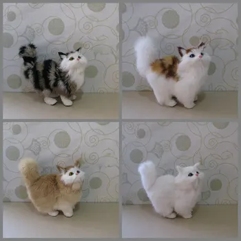 17cm de simulación de gato de peluche juguetes Creativos de Piel de gato muñeca de la felpa juguetes de la casa de coches vidriera de la decoración de los animales de la muñeca juguetes