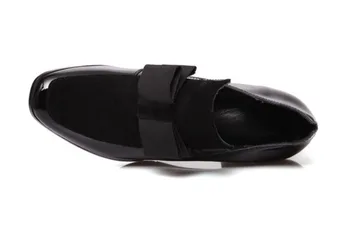 Zapatos de tacón alto de las bombas del dedo del pie cuadrado de cuero genuino zapatos de las mujeres de las señoras de negro Sexy chaussure femme 35-43