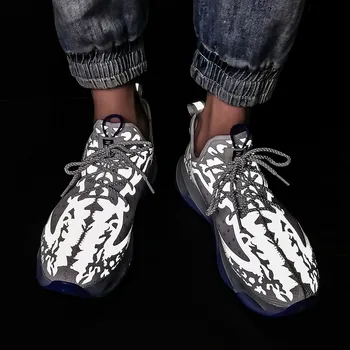 Nueva Reflexivo Calzado Deportivo Transpirable Hoja De Los Hombres Zapatos De Estabilidad Amortiguación Cordones De Entrenamiento Deportivo De Jogging Sneakers