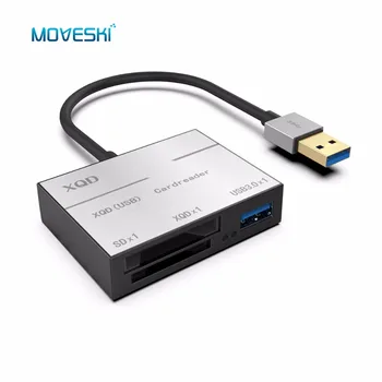 Moveski 5212B XQD 2.0 Lector de Tarjetas USB 3.0 de alta Velocidad de la Aleación de Aluminio Flash SD Lector de Tarjetas de Memoria para Sony G SeriesUSB Marca de la Tarjeta de