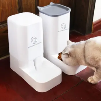 3.8 L Automático Alimentador De Mascotas Perros Gatos Plato De Comida Dispensador De Almacenamiento De Grano Barril Blanco Fuente De Agua Potable De Productos Para Mascotas