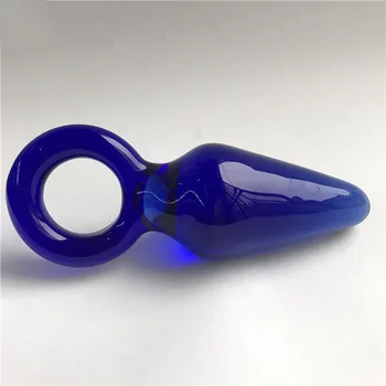 3 de cristal de colores butt plug con el anillo de tiro de bolas anales plug anal consolador de vidrio de punto g de la próstata masajeador anal juguetes sexuales para parejas
