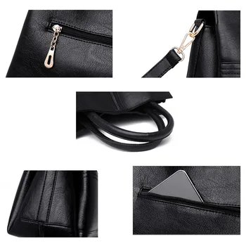 Yonder nueva marca de las mujeres de cuero genuino bolso casual bolso de mujer de piel de Oveja de cuero bolso bolsas de mensajero de las señoras de negro