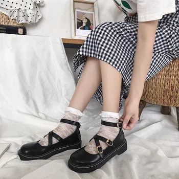Nuevo Japonés Harajuku de la Universidad de Viento de Zapatos de Mujer Simple Salvaje Uniforme Pequeños Zapatos de Cuero Británico Viento Solo Zapatos