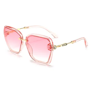 Versión coreana de las mujeres gafas de sol de la personalidad de diamantes de la Moda de gafas de sol de todos-partido de fotografía de la calle de Viaje de gran tamaño oculos