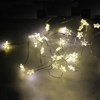 5m/10m led de la estrella estrellada alambre de cobre de la cadena de luces de Navidad de hadas de la luz de la guirnalda de la batería operada por la boda/fiesta de la decoración