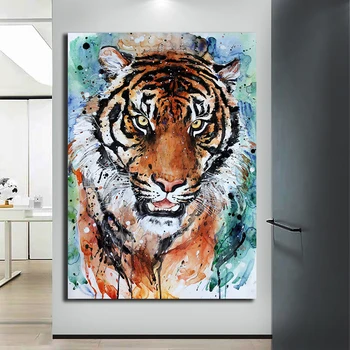 Abstracto Animales de Pintura de carteles Tigre Cartel Y Grabados, Pintura en tela, Cuadros de Arte de Pared de Imagen para la Sala de estar Decoración para el Hogar