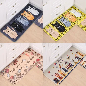 Kawaii de Bienvenida Tapetes Animal Gato Impreso Cocina Baño Alfombras, Felpudos Gato alfombra del Piso para la Sala de estar Antideslizante Imprudente