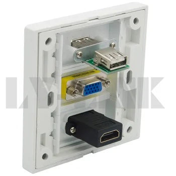 HDMI VGA USB de la placa de pared con hembra a hembra de los conectores de