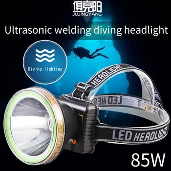 LED de buceo linterna de alta potencia 85W IPX8 impermeable linterna de la batería de litio recargable para la natación buceo pesca de la noche