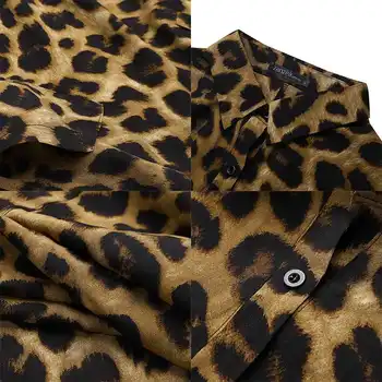 Leopardo de Impresión Camisa de Vestir de las Mujeres de la Primavera Vestido ZANZEA de Moda Casual de Manga Larga Midi Vestidos Femeninos Botón Túnica Más el Tamaño