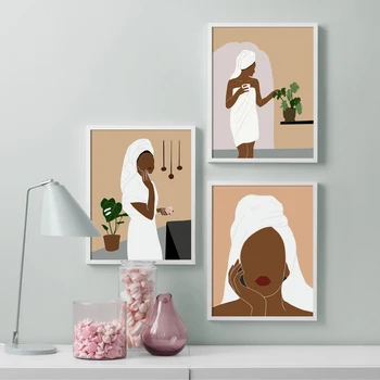 Resumen Boho Mujer De Labios Sexy Negro Nórdico, Carteles Y Grabados De La Pared De Arte De Pintura En Tela Niña De Imágenes De La Pared Para Vivir Decoración De La Habitación