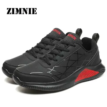 ZIMNIE Ligero de los Hombres Zapatillas de Cuero de la Pu Zapatos deportivos Cómodos Zapatos de Trotar 2021 Nuevo Encaje Suave de Atletismo de Zapatillas de deporte