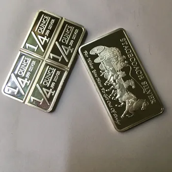 10 pcs No Magnético de la Diligencia de lingotes de plata de 1 ONZA de plata para monedas de lingotes de insignia de 50 mm x 28 mm lingote de colección de la decoración de la barra