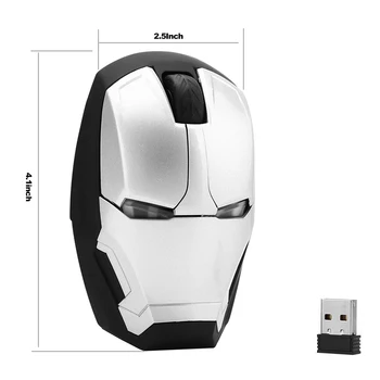 Iron Man Gaming Mouse gamer Botón de Silencio de los E-Sports led Wireless Mouse 4D Ratón Ajustable 800/1200/1600 / 2400DPI ratones de ordenador
