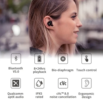 EDIFIER TWS1 auriculares inalámbricos bluetooth 5.0 aptX control Táctil IPX5 diseño Ergonómico auriculares inalámbricos Bluetooth de los auriculares