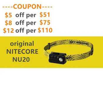 NITECORE NU20 recargable incorporada de la batería ligero frontal puerto USB 360 lúmenes 100 grados de ángulo ancho de 7 colores para elegir