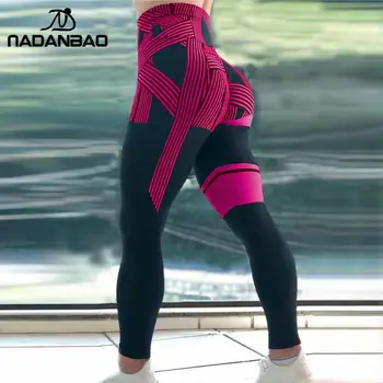 NADANBAO de la Moda de la Raya de las Polainas Para las Mujeres Pantalones de Fitness de la Impresión en 3D Push Up Deportivos Leggins Slim Entrenamiento Legins 2021