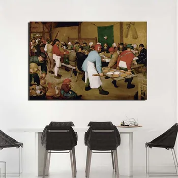 Imprime La Pintura De Pieter Bruegel El Arte De Pared Modular Campesino De La Boda De Lona Cartel De La Imagen Retro De La Decoración Del Hogar Moderno De La Mesilla De Fondo
