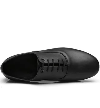 Los hombres de la marca, cordones de luz negra /mate material de la PU de baile latino zapatos de 2.5 cm talón de fondo suave zapatos de Salón de baile Moderno de tamaño 37-45