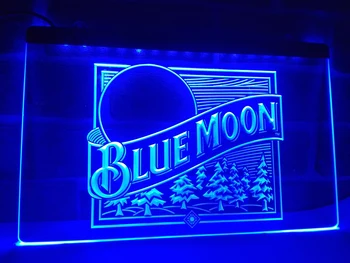 LE167 - Blue Moon Bar Pub Logotipo LED de Luz de Neón Signo de la decoración del hogar, artesanía