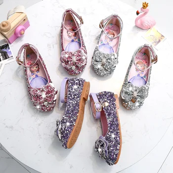 Las chicas de' una princesa de los zapatos de 2020 primavera nuevos niños del fondo suave antideslizante zapatos de cristal congelado Elsa otoño Sofía zapatos