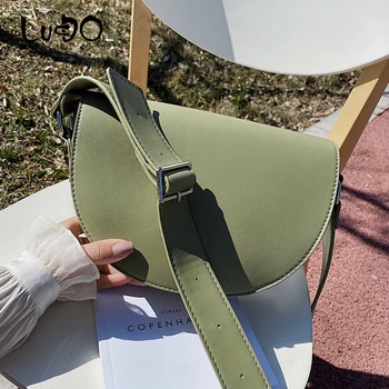 LUCDO Diseñador bolsa de Silla 2020 de Moda de color Sólido de Alta calidad de Cuero de la PU Bolso Casual Flip Hombro Bolsas de Mensajero