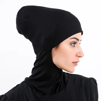 Cubierta completa Interior Hiyab Tapas de los Musulmanes Turbante gorro Para Mujer Islámica de algodón Underscarf tapas Sólidas Modal Cuello con la Cabeza Debajo de la Bufanda de Sombreros