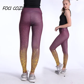 Tendencia 2019 alto de la moda de las mujeres de oro de impresión leggins de deporte de las mujeres de la aptitud de las polainas de las mujeres rojo cintura alta entrenamiento polainas para gimnasio