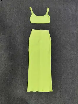 El Envío Libre De La Venta Caliente Sexy O Cuello Verde 2 Pieza Larga Vendaje Vestido De 2019 Diseñador De Moda Vestido De Fiesta Vestido