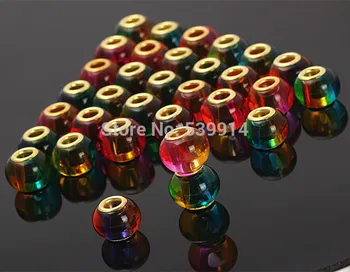 15MM Mixto de Cristal del Color del Oro de la Médula Gran Agujero Suelta Perlas de Ajuste Europeo Pulsera de BRICOLAJE Accesorios de la Joyería de Druzy 50pcs/lote