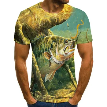 Divertidos Regalos de Cumpleaños Presentes Papá Él Padre Fishinger T-Shirt 3D MAR Atún Impreso Camiseta de los Hombres Pescador de la Camiseta de la Calle