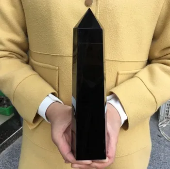 1000g de Gran tamaño Natural de obsidiana Negra obelisco de cristal de cuarzo varita punto de curación 1pc 20cm