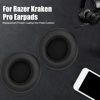 1Pair Cable de los Auriculares Almohadillas de Reemplazo de la Proteína de Cuero auditivos de Espuma Cojín para los Razer Kraken Pro Auriculares de Almohadillas