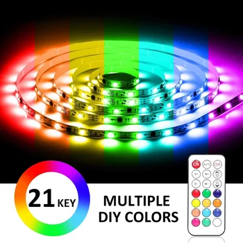 SMD5050 5M 10M LED RGB Luz de Tira Dreamcolor de Color Cambiante, Flexible 12V Luces LED de Cinta 21keys mando a distancia para el Dormitorio