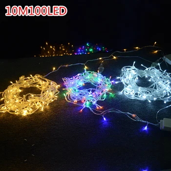 RGB LED Cadena de Luz de 10 Metros de Impermeable de las Luces de Navidad al aire libre Interiores Iluminación de la Decoración de 110V 220V Navidad Guirnalda de Hadas de la Luz