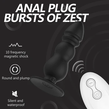 Anal consolador vibrador de masaje de la próstata vibrando plug anal butt plug anal sexo estimulador buttplug erótica, juguetes sexuales para hombres, mujeres